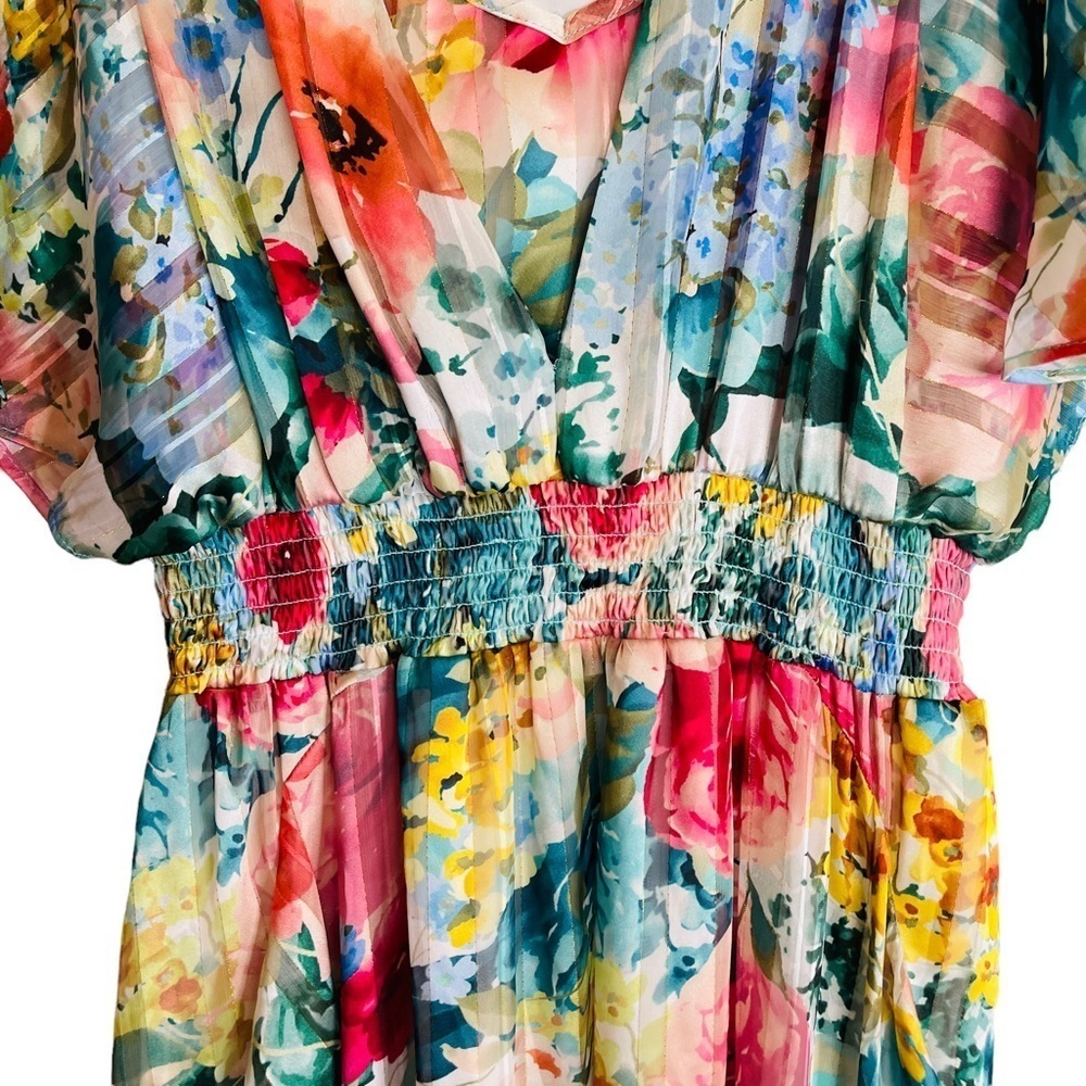 Kensie Shadow-Striped Floral-Print Maxi Dress Size 0 - Picture 5 of 12